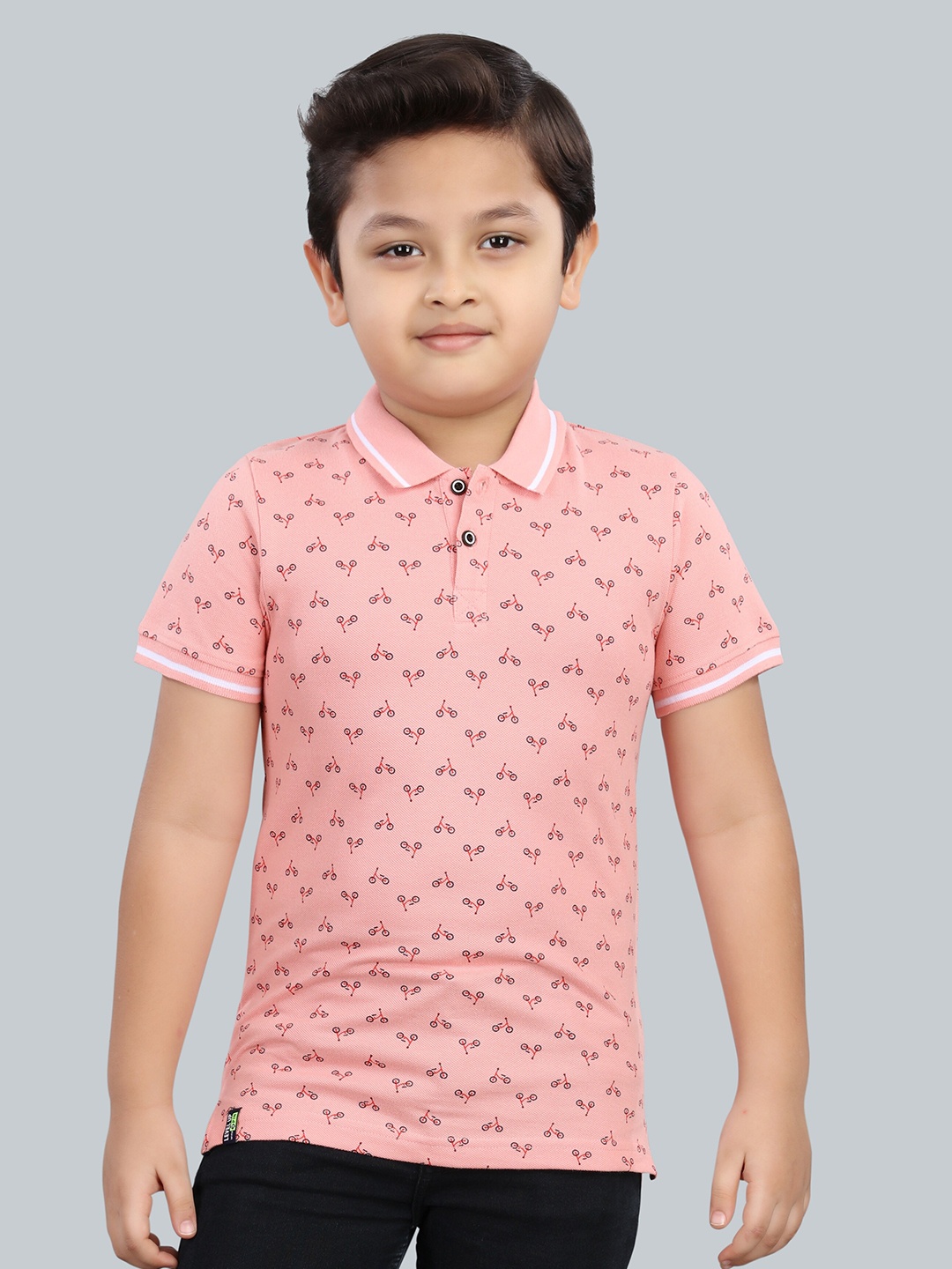 

3PIN Boys Conversational Printed Polo Collar Cotton T-shirt, Pink