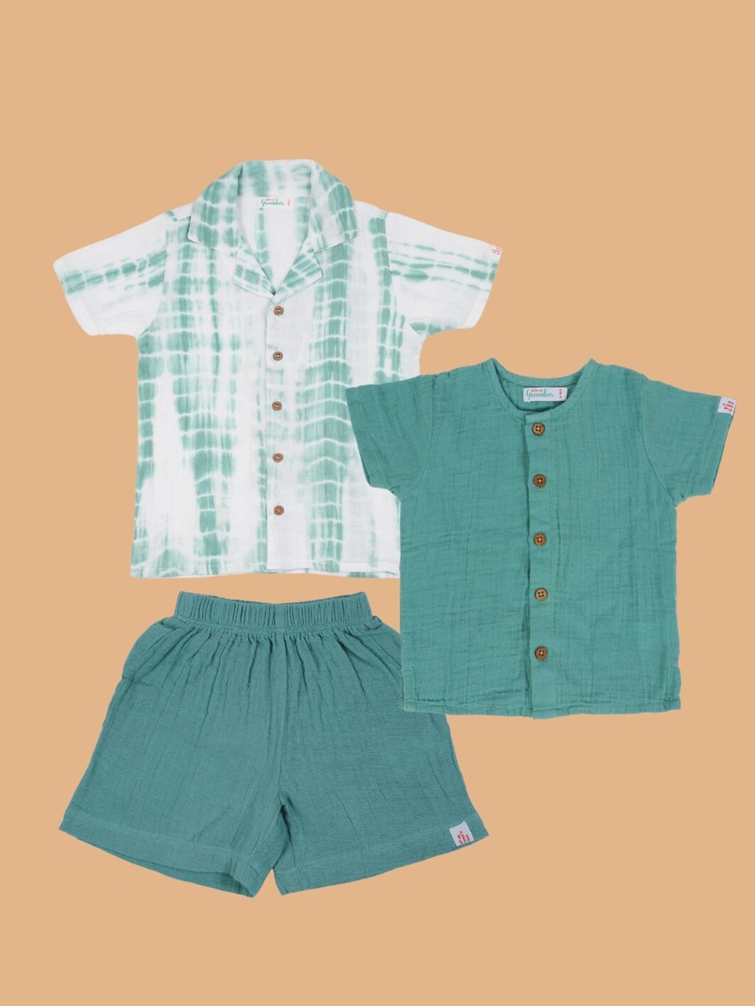 

Greendeer Kids Printed Organic Cotton Shirts with Shorts, White