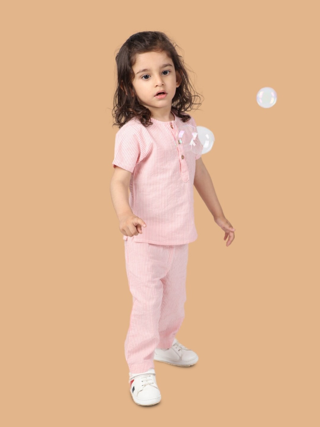 

Greendeer Kids Striped Shirt with Pyjamas, Pink