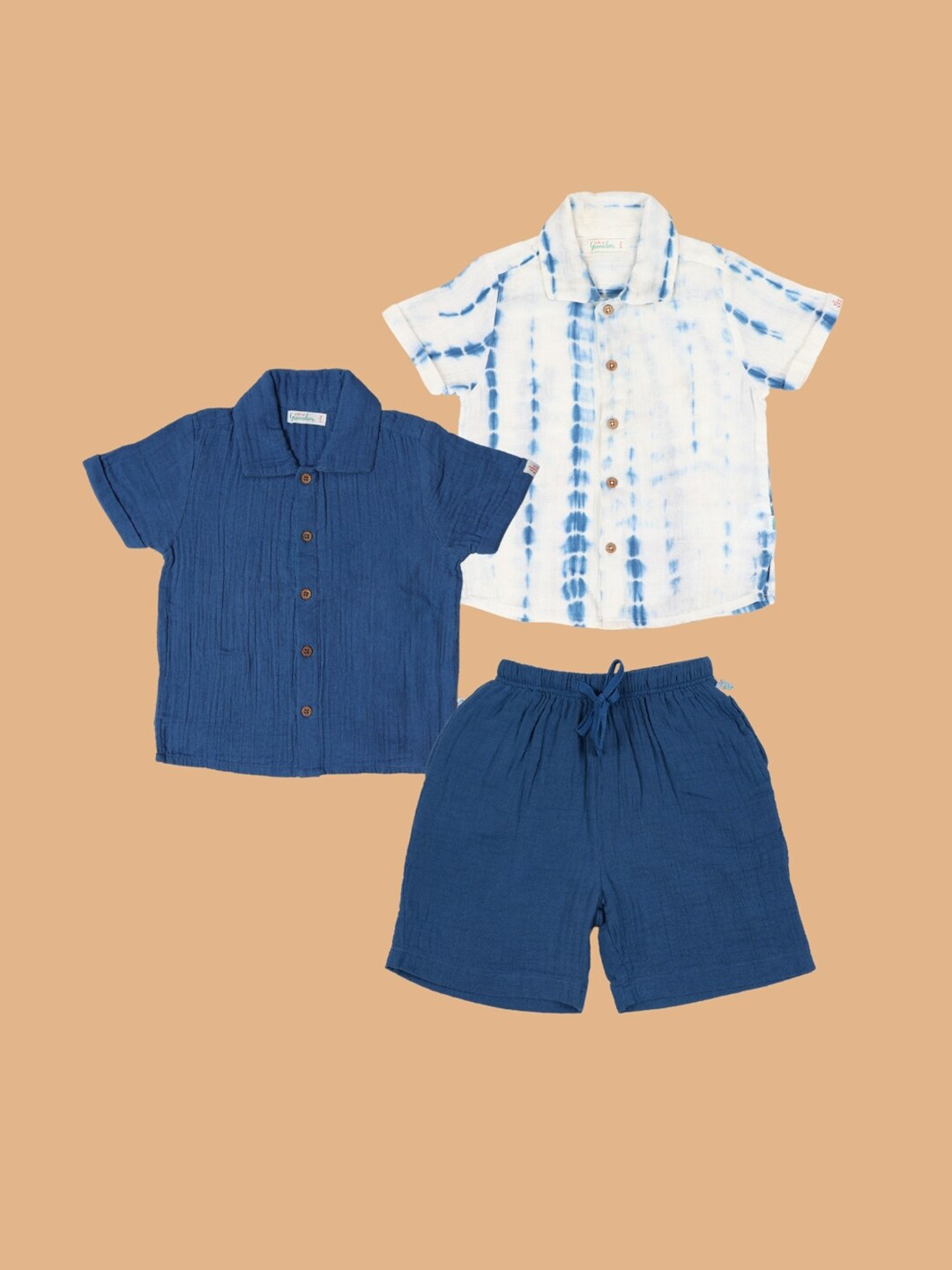 

Greendeer Kids Pack of 3 Pure Cotton Printed Shirt with Shorts, White