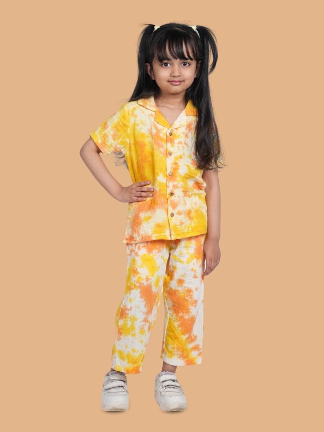

Greendeer Unisex Kids Printed Shirt with Pyjamas, Orange