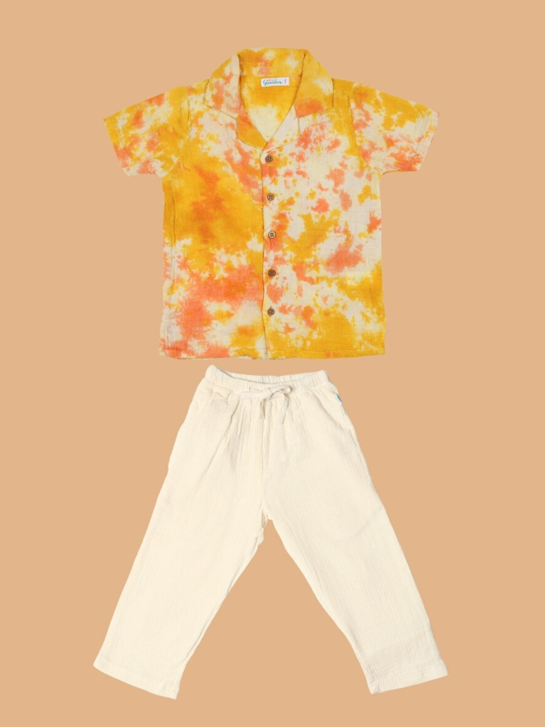 

Greendeer Unisex Kids Printed Pure Cotton Shirt with Pyjamas, Yellow