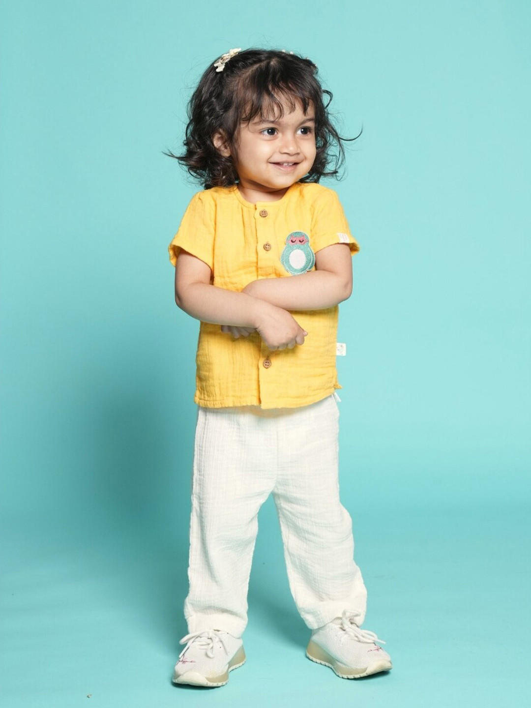 

Greendeer Kids Self Design Pure Cotton Shirt With Pyjamas, Yellow