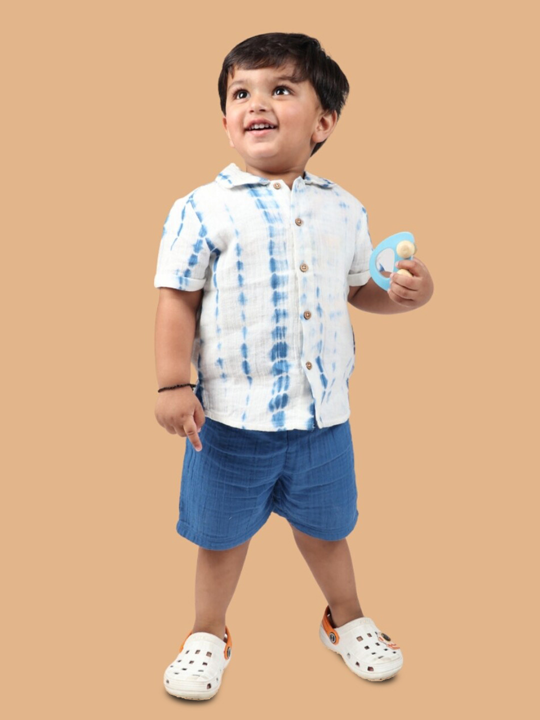 

Greendeer Unisex Kids Dyed Shirt with Shorts, White
