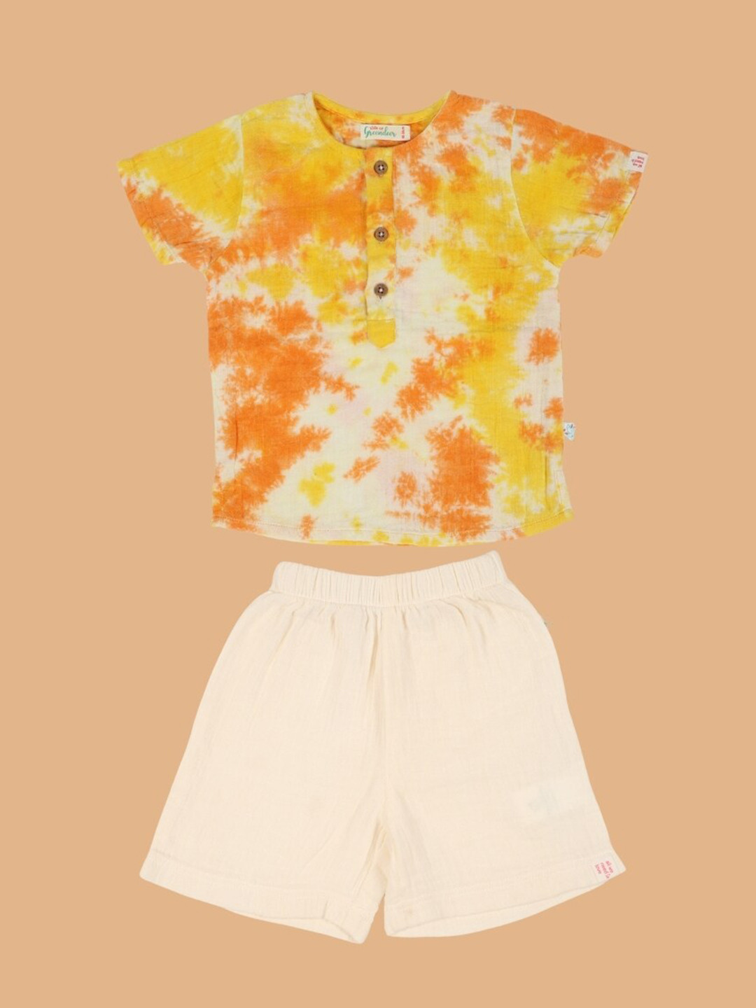 

Greendeer Kids Dyed Pure Cotton Shirt With Shorts, White
