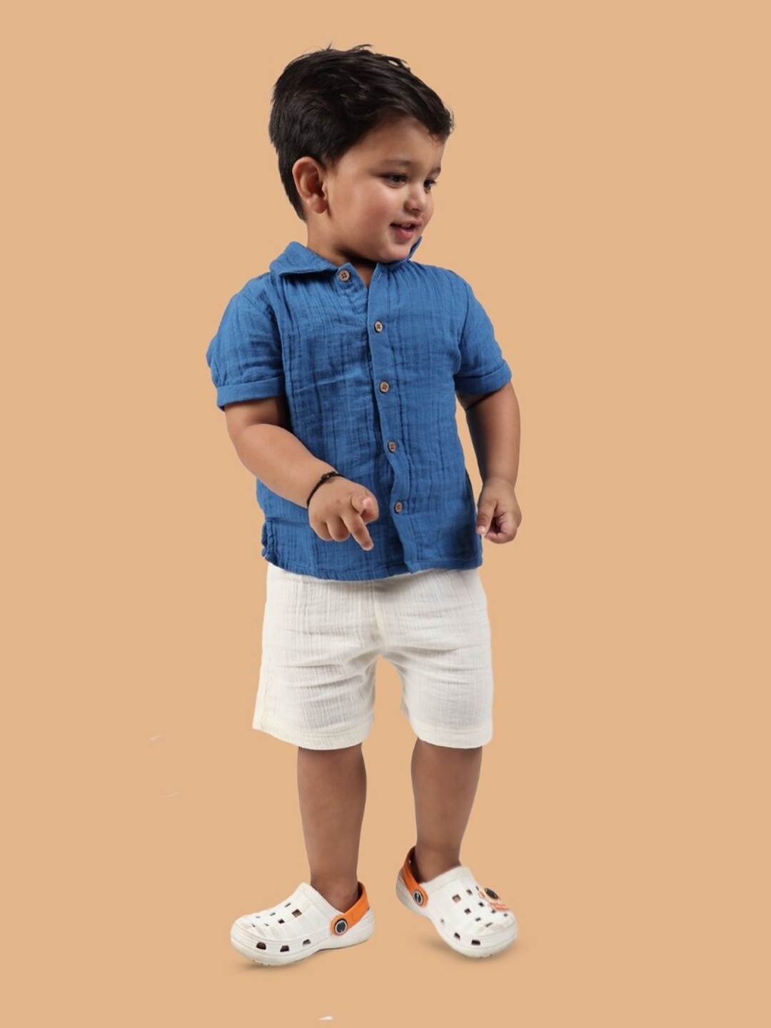 

Greendeer Kids Pure Cotton Shirt with Shorts, White