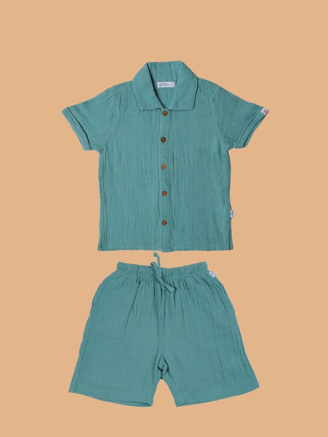 

Greendeer Kids Pure Cotton Shirt with Shorts, Green