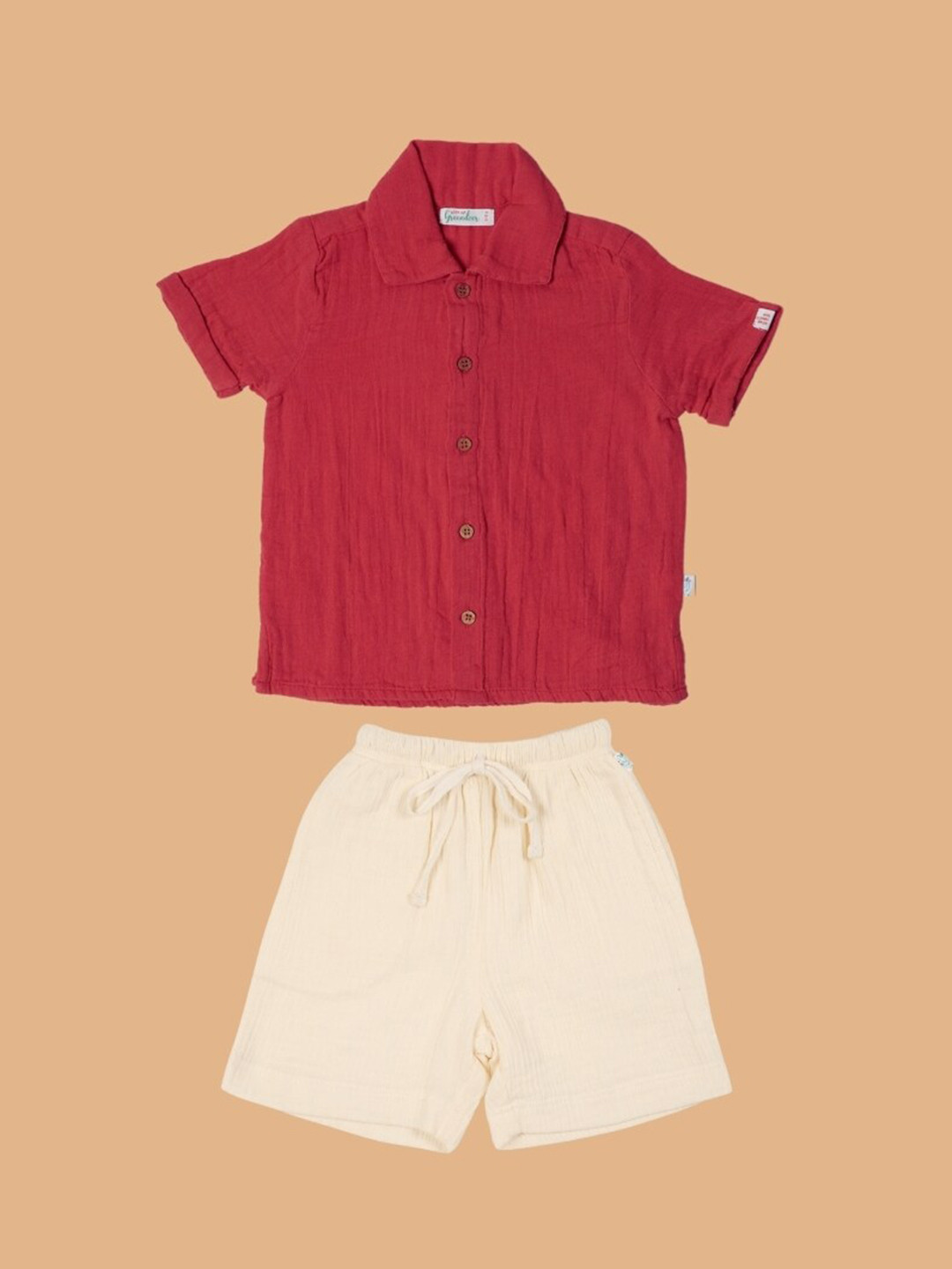 

Greendeer Kids Organic Cotton Shirt with Shorts, Red
