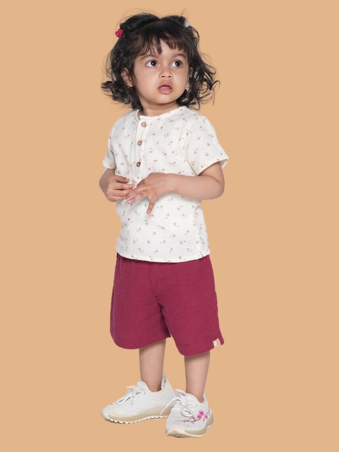 

Greendeer Infants Kids Printed Pure Cotton Shirt with Shorts, White