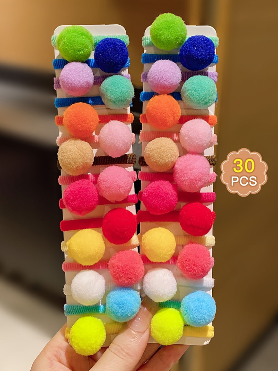 

LYTIX Girls Set Of 30 Soft Fabric Hairball High Elastic Ponytail Holders, Assorted