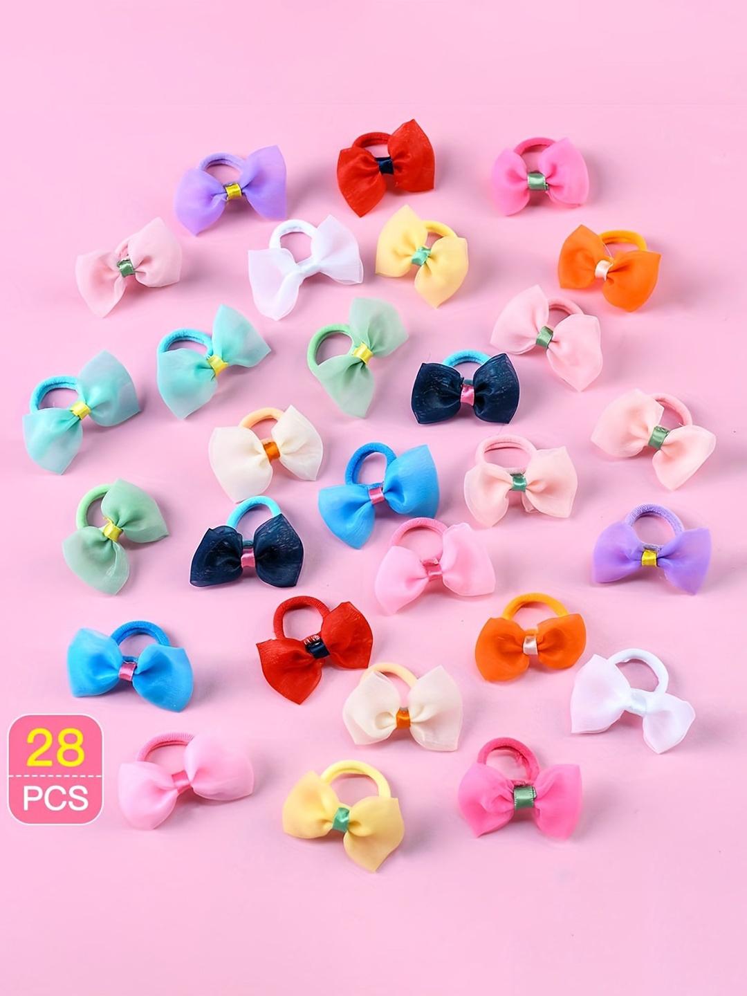 

LYTIX Girls Set Of 20 Assorted Soft Fabric Bow Knot Rubber Bands