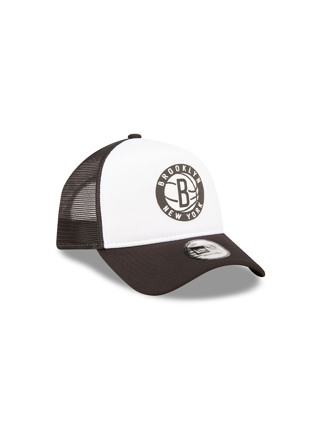 

New Era Block Brooklyn Nets Team Color White A-Frame Trucker Cap