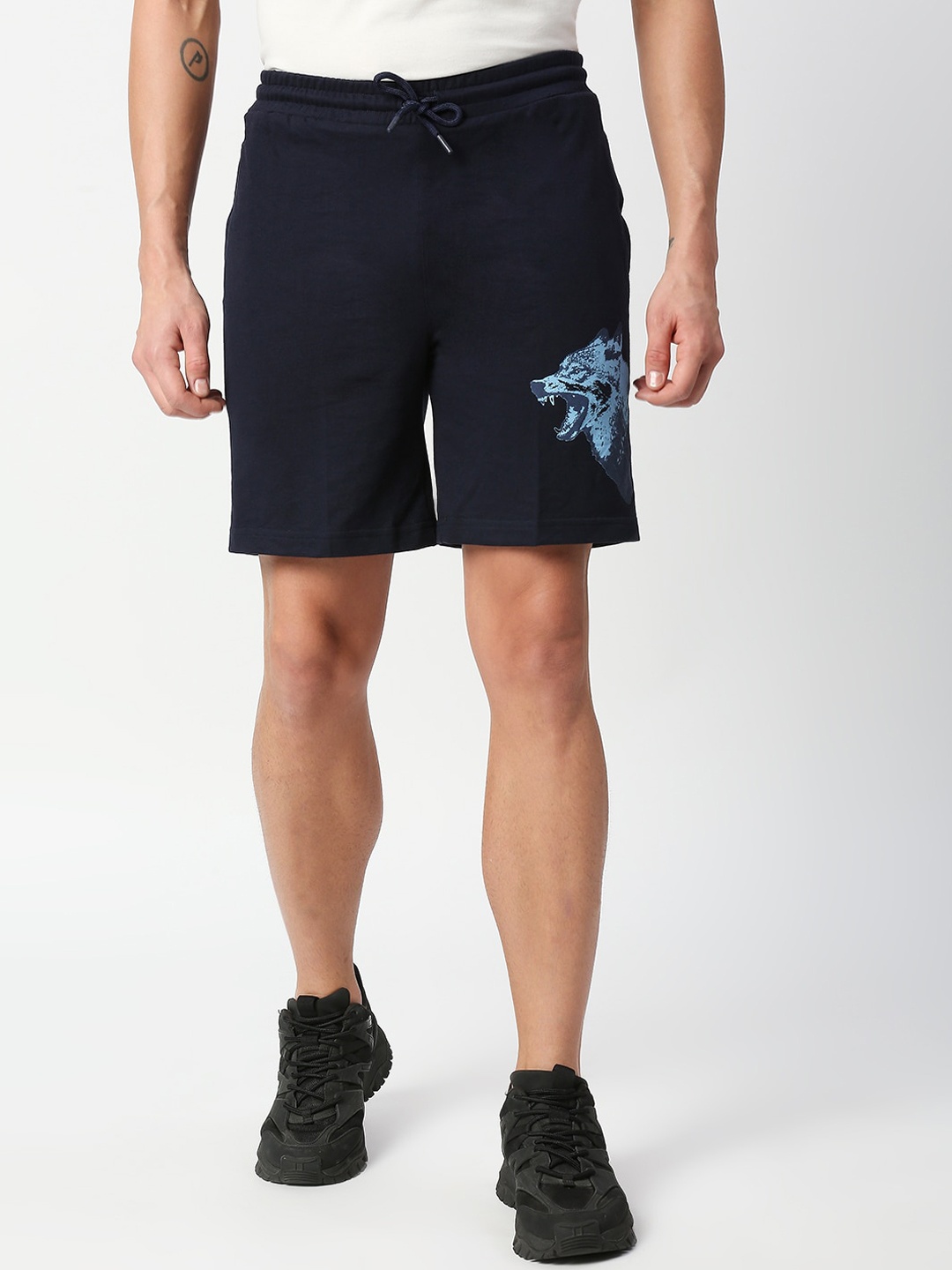 

FiTZ Men Printed Sports Shorts, Navy blue