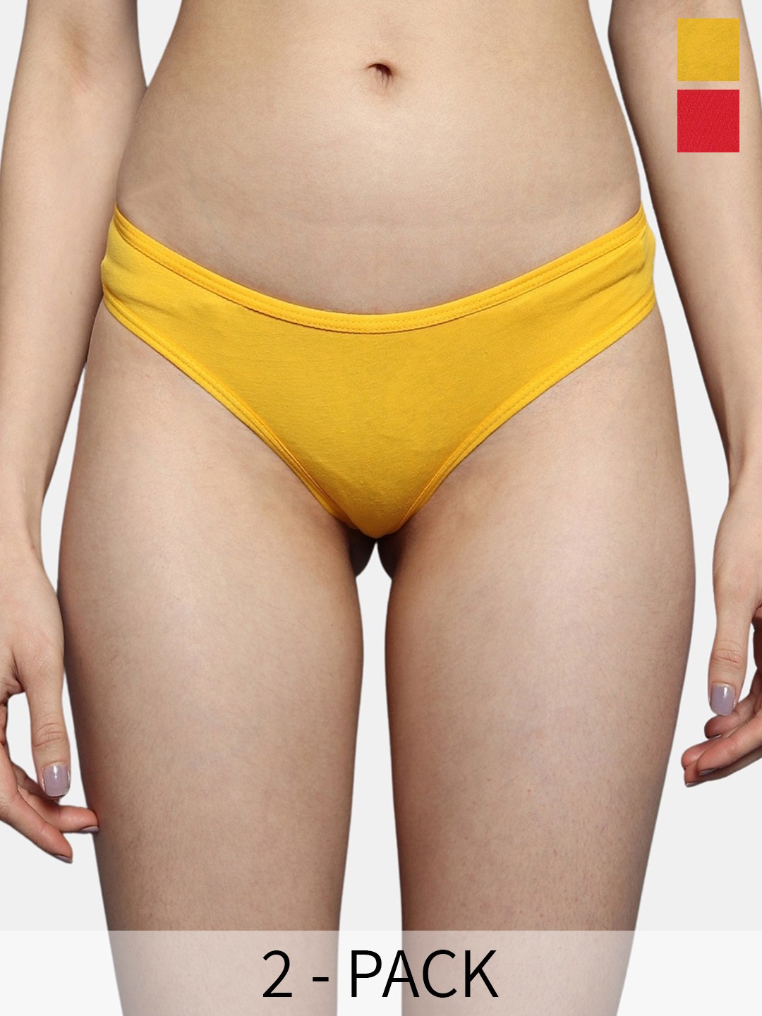 

BLEEDING HEART Pack of 2 Low-Rise Thongs Briefs, Red