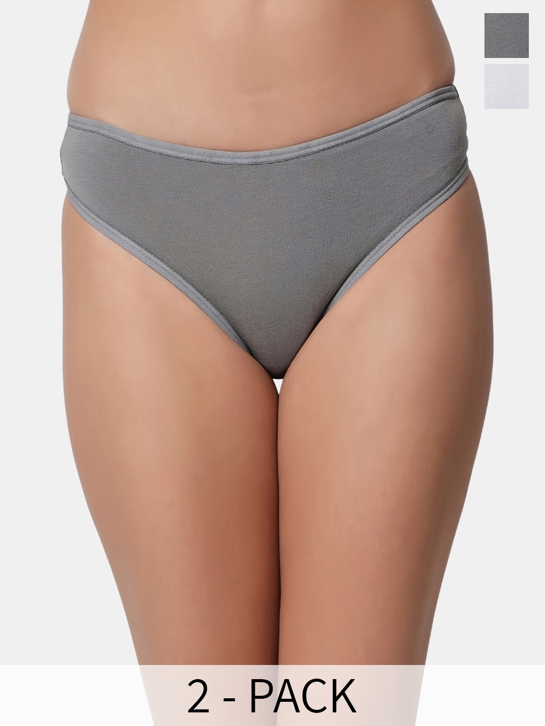 

BLEEDING HEART Pack Of 2 4 Way Stretch Microfiber Lycra Thongs Briefs, Grey