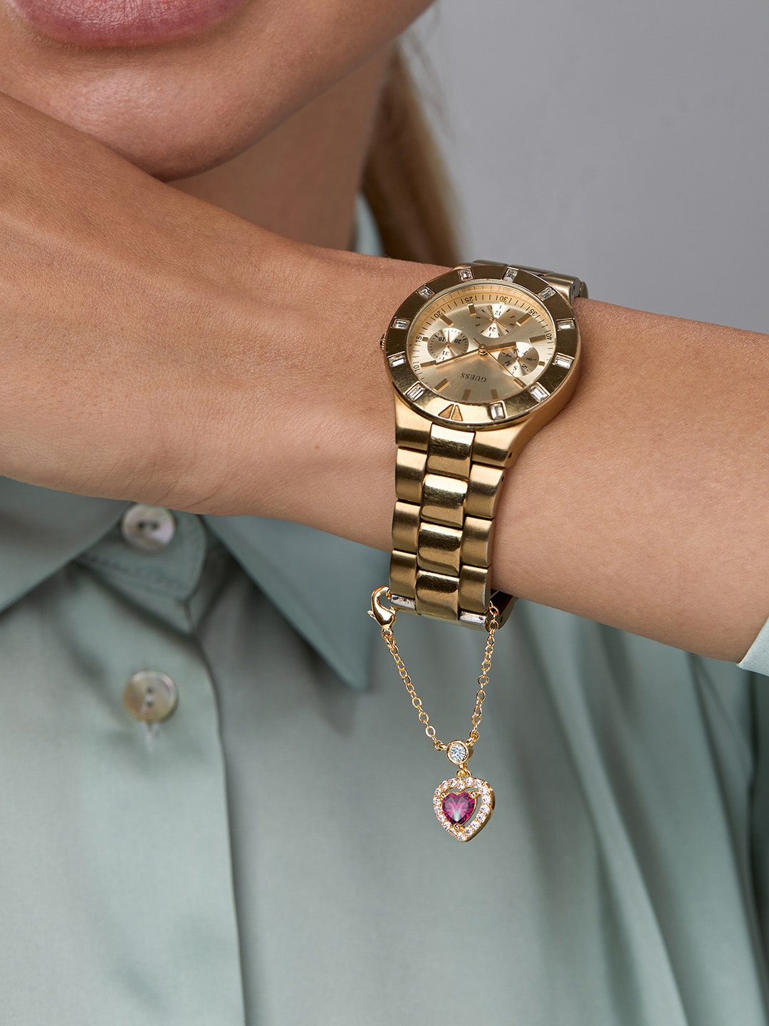 

MINUTIAE Gold-Plated Crystal-Studded Watch Charm