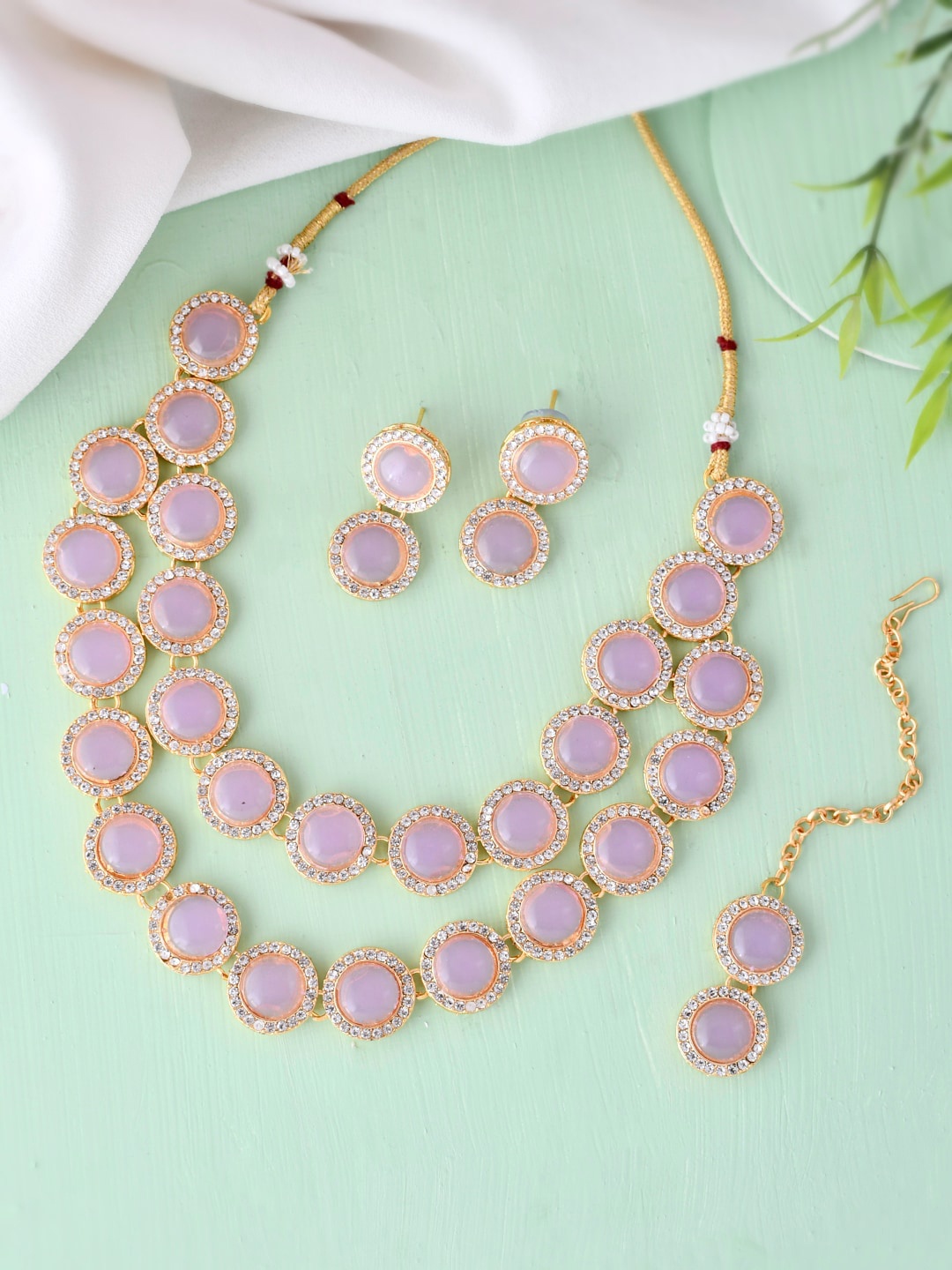 

Sanjog Gold-Plated CZ-Studded Jewellery Set