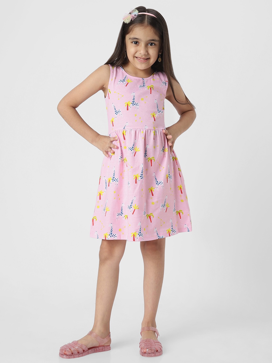

Nauti Nati Conversational Printed Fit & Flare Dress, Pink