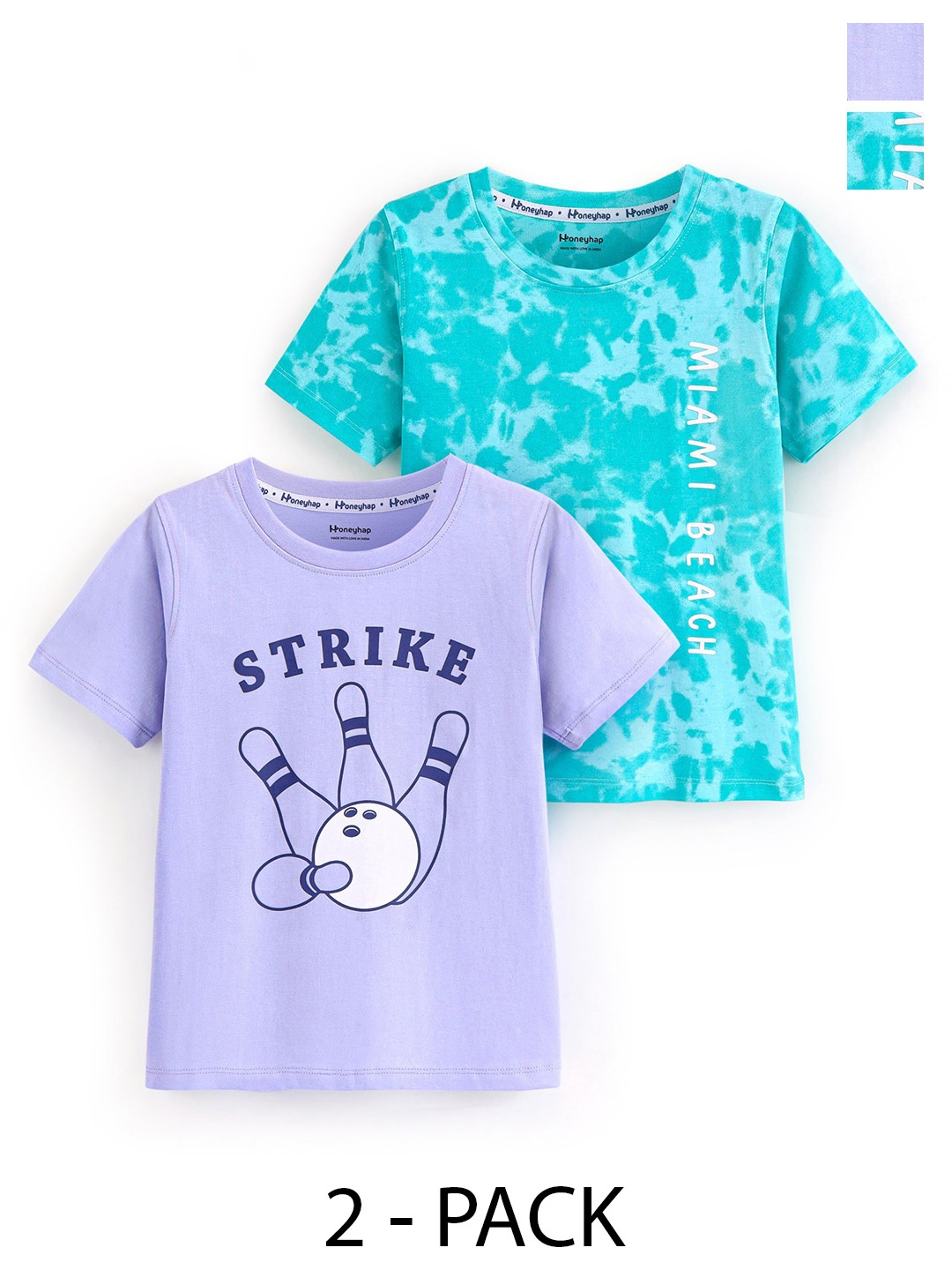 

Honeyhap Boys 2 Printed Bio Finish Applique T-shirt, Blue