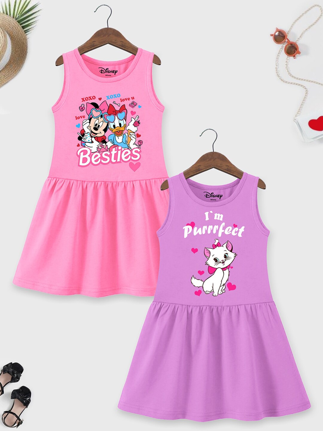 

YK Disney Girls Pack of 2 Printed Fit & Flare Dresses, Purple