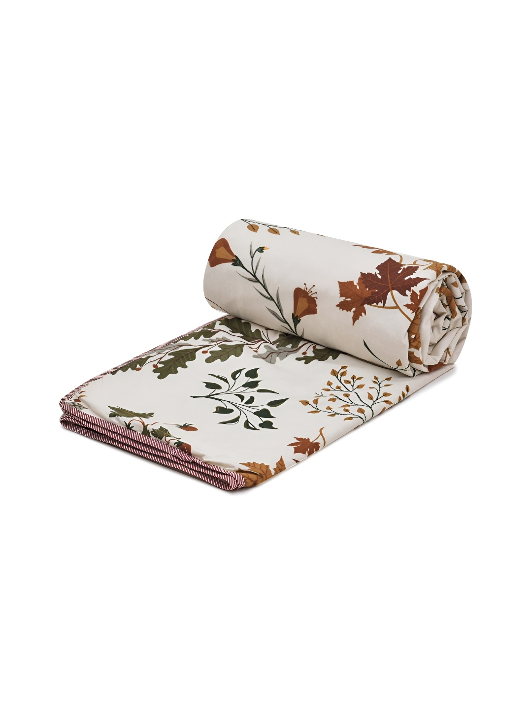 

RRC White & Beige Floral Microfiber AC Room 210 GSM Single Bed Dohar