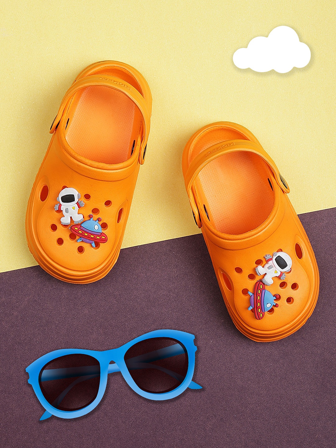 

PASSION PETALS Kids Printed Water Repellent Upper Slip-On Clogs, Orange