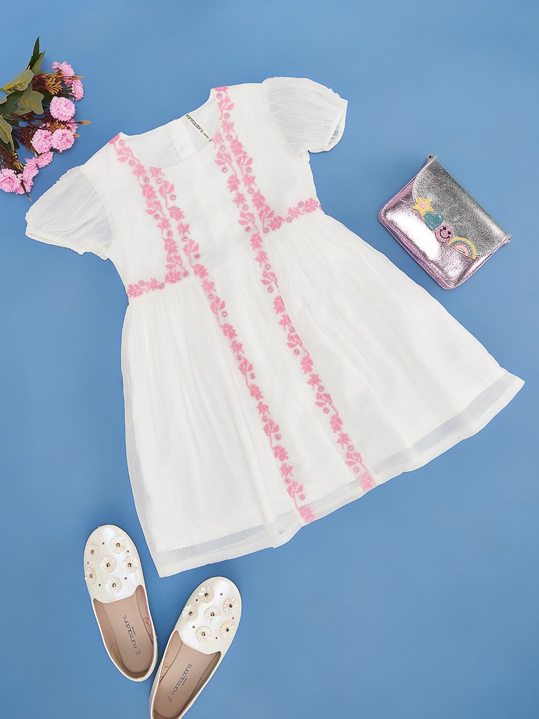 

Pantaloons Junior Girls A-Line Dress, White