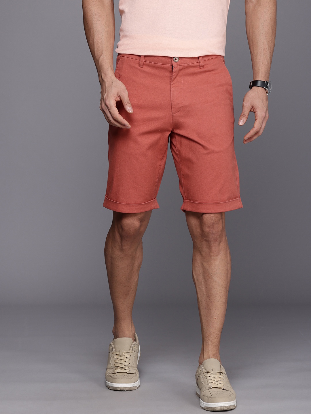 

Louis Philippe Sport Men Slim Fit Chino Shorts, Rust