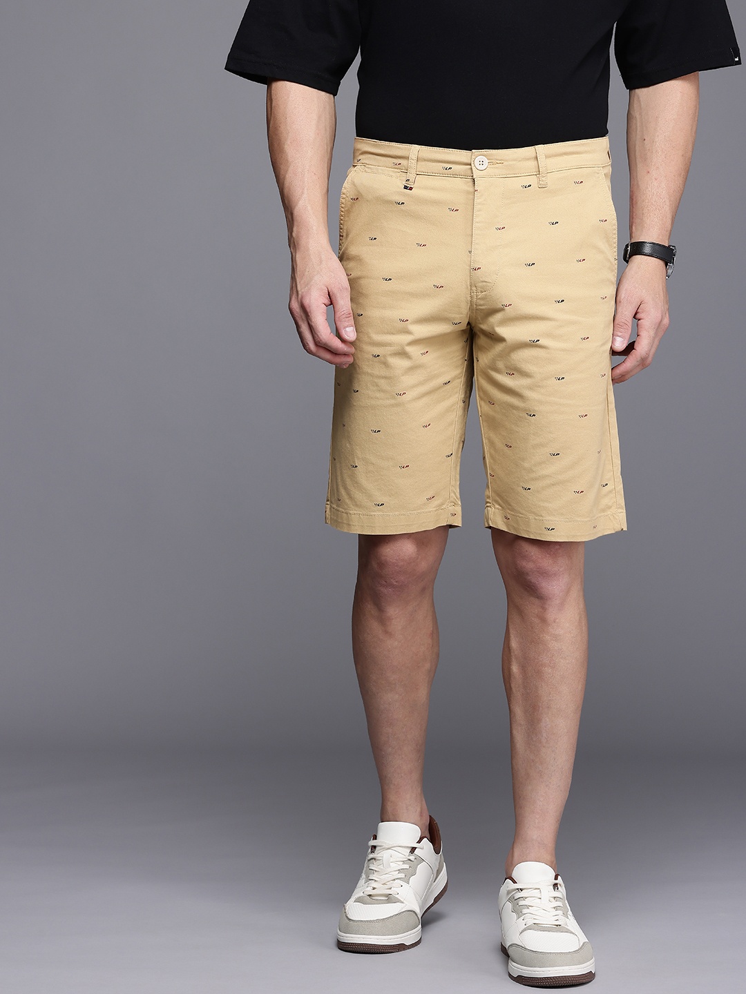 

Louis Philippe Sport Men Typography Printed Chino Shorts, Khaki