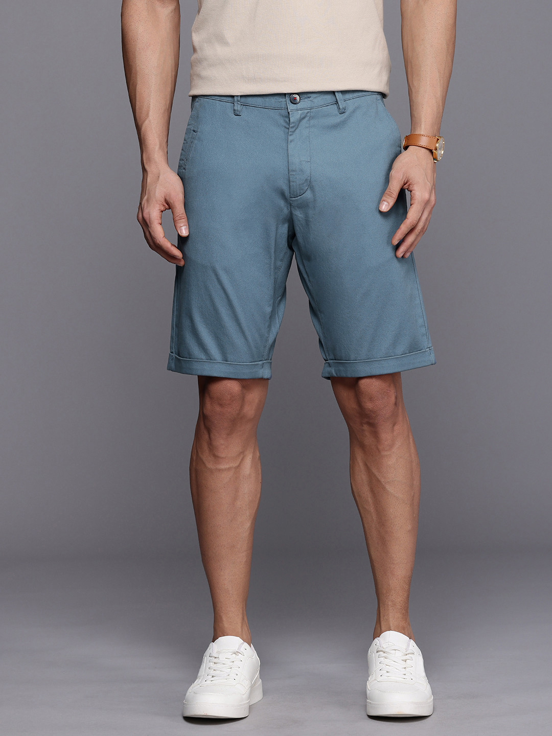 

Louis Philippe Sport Men Slim Fit Low-Rise Shorts, Blue