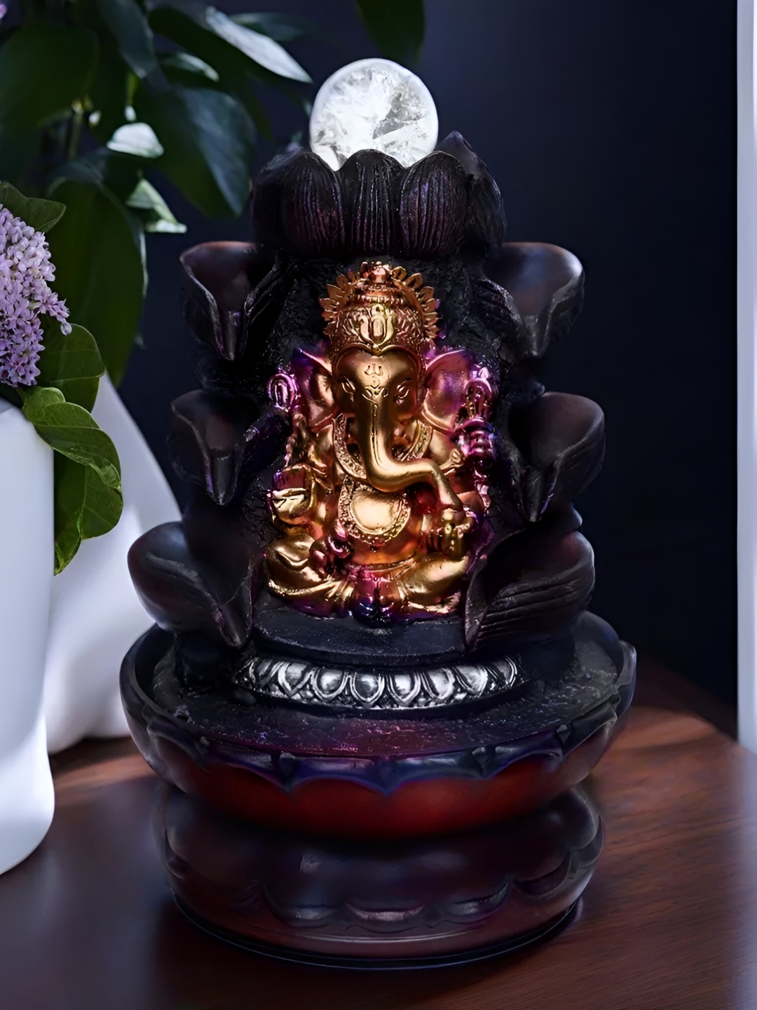 

VIVARS CRAFT Black & Beige Ganesha Tabletop Water Fountain