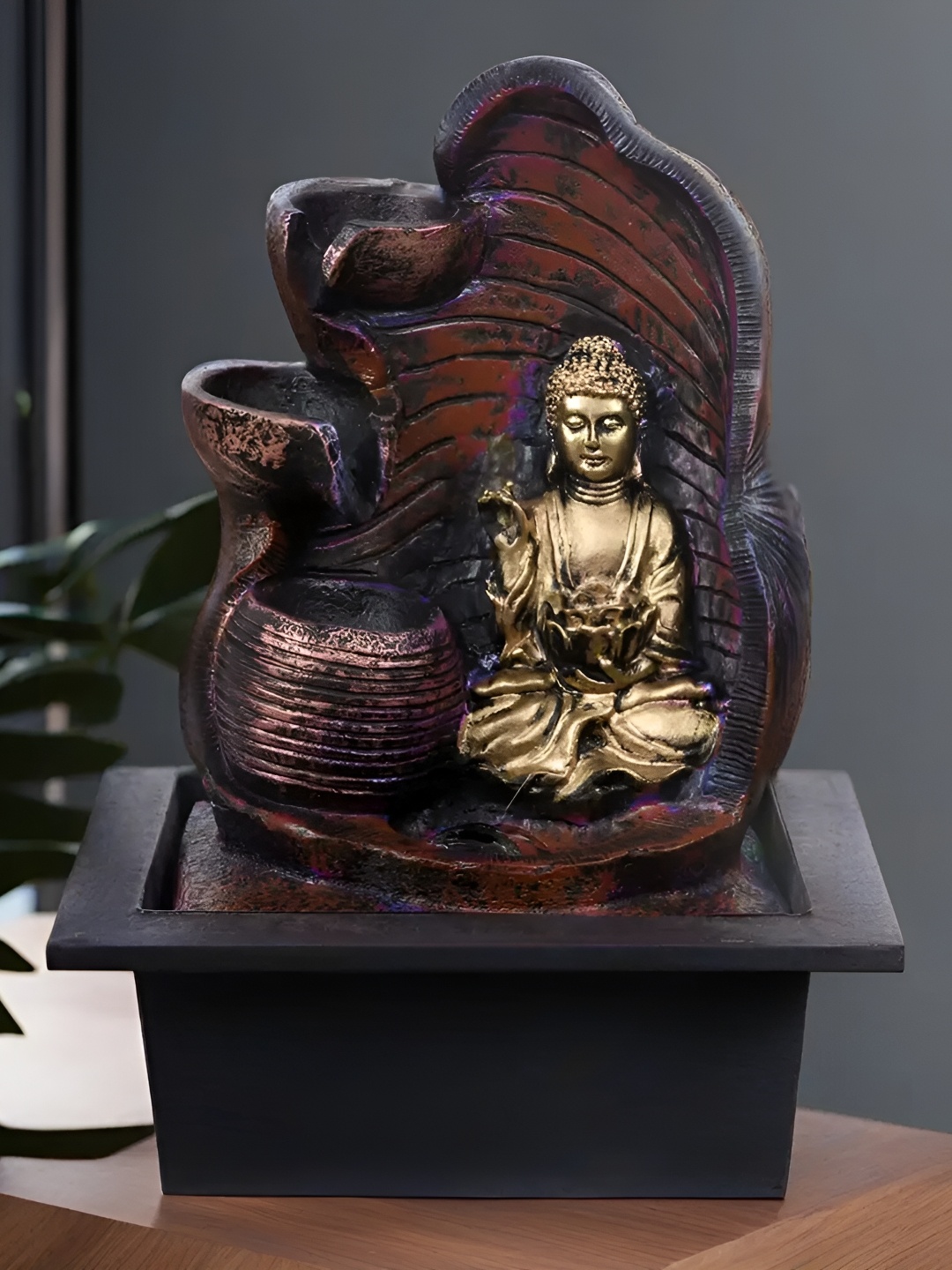 

VIVARS CRAFT Lord Buddha Tabletop Waterfall Fountain, Copper