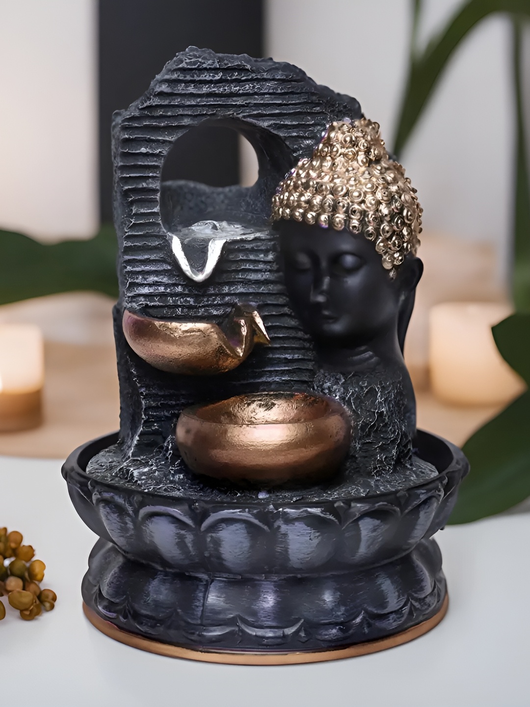 VIVARS CRAFT Grey Lord Buddha Water Fountain