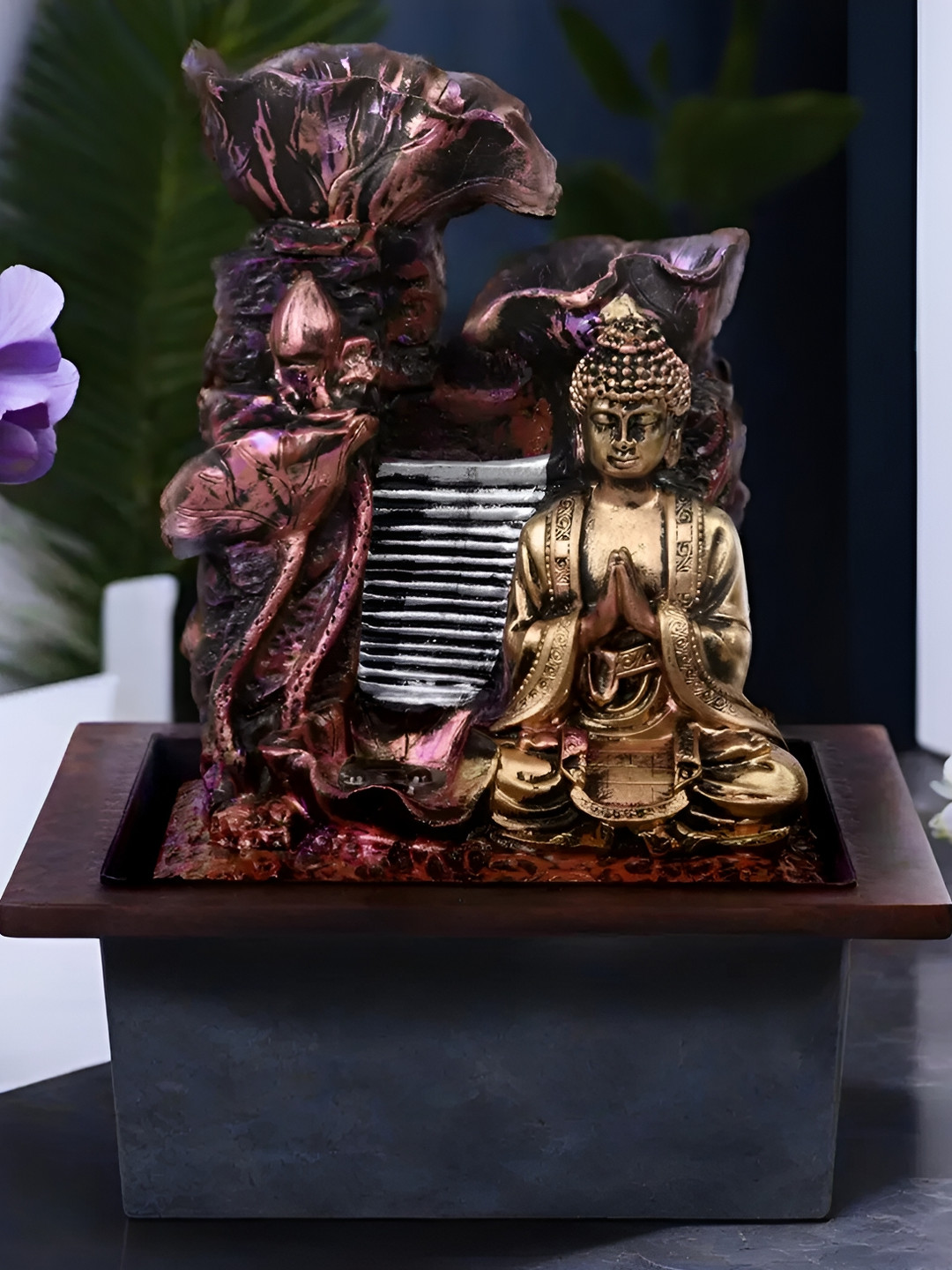 

VIVARS CRAFT Black Lord Buddha Water Fountain, Copper