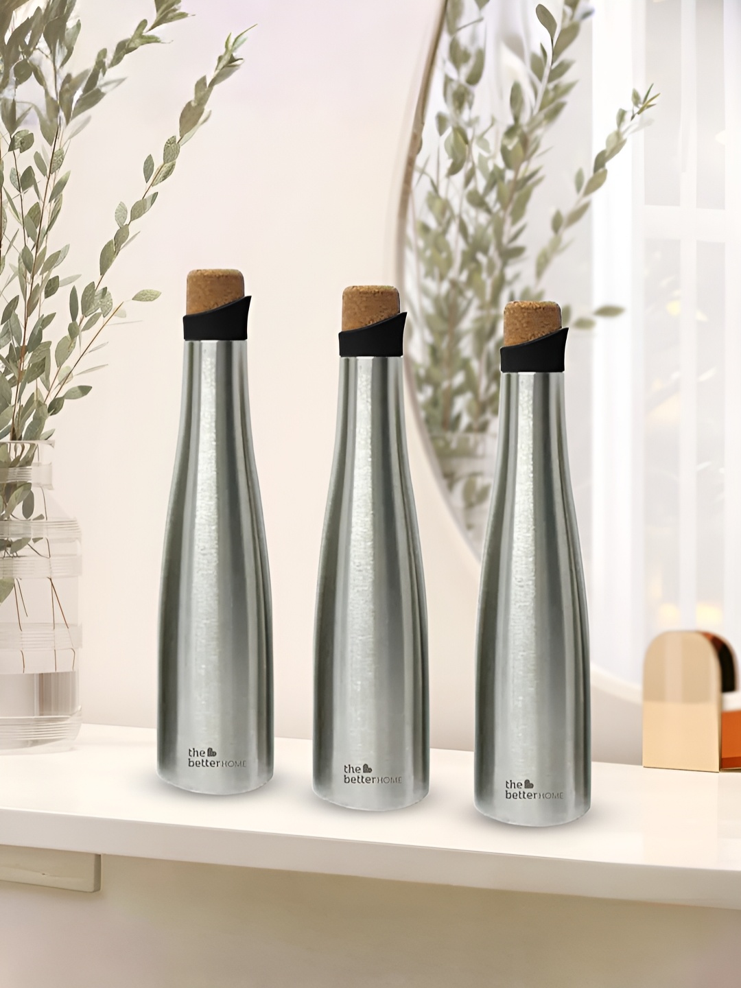 

The Better Home Silver-Toned 3 Pieces Stainless Steel Water Bottle
