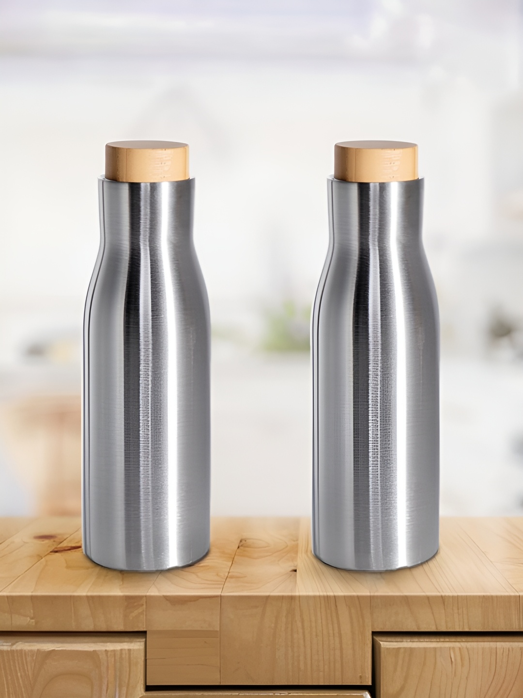 

The Better Home Silver-Toned 2 Pieces Stainless Steel Water Bottle