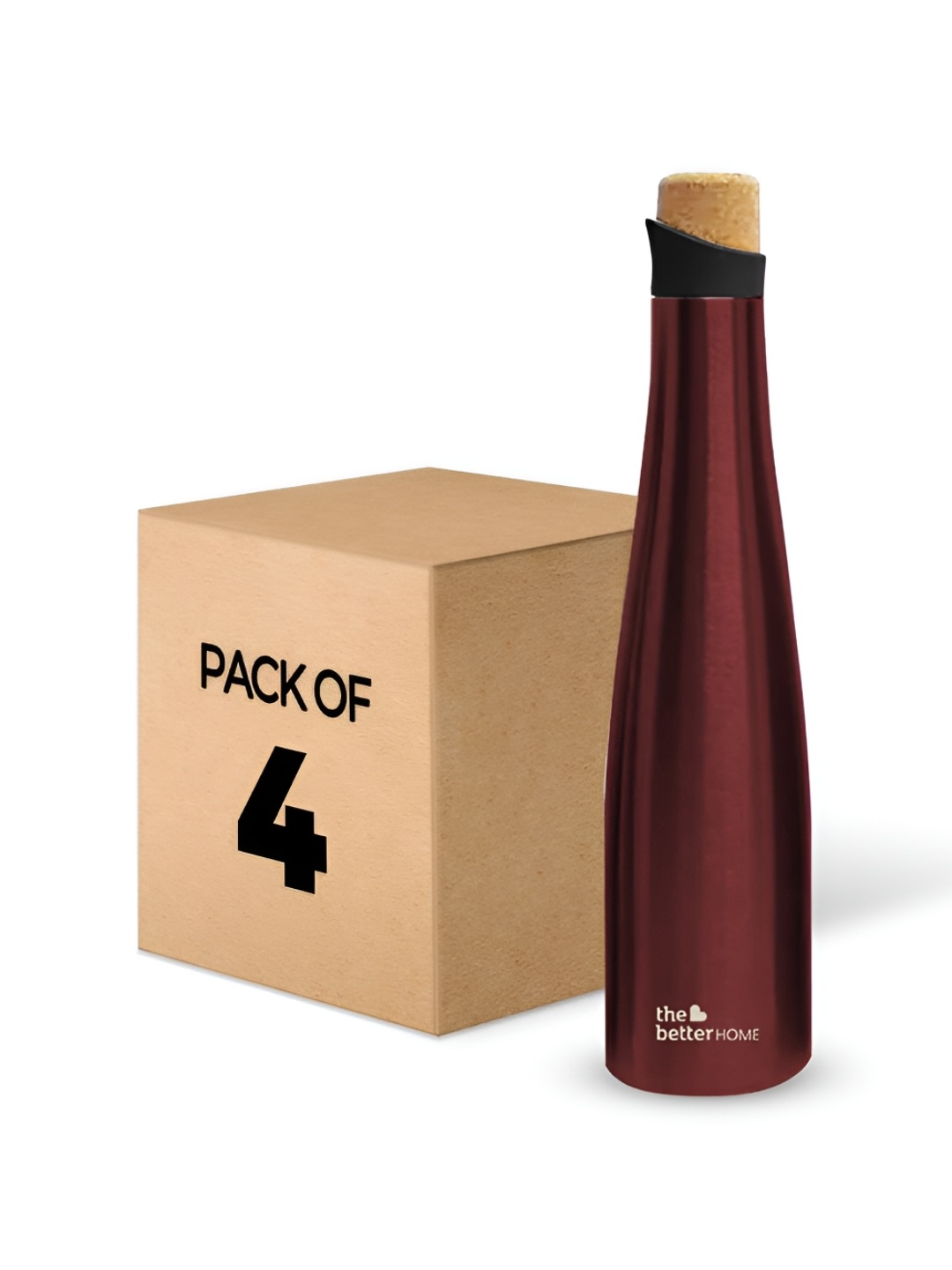 

The Better Home Maroon 4 Pieces Stainless Steel Water Bottle 500 ml
