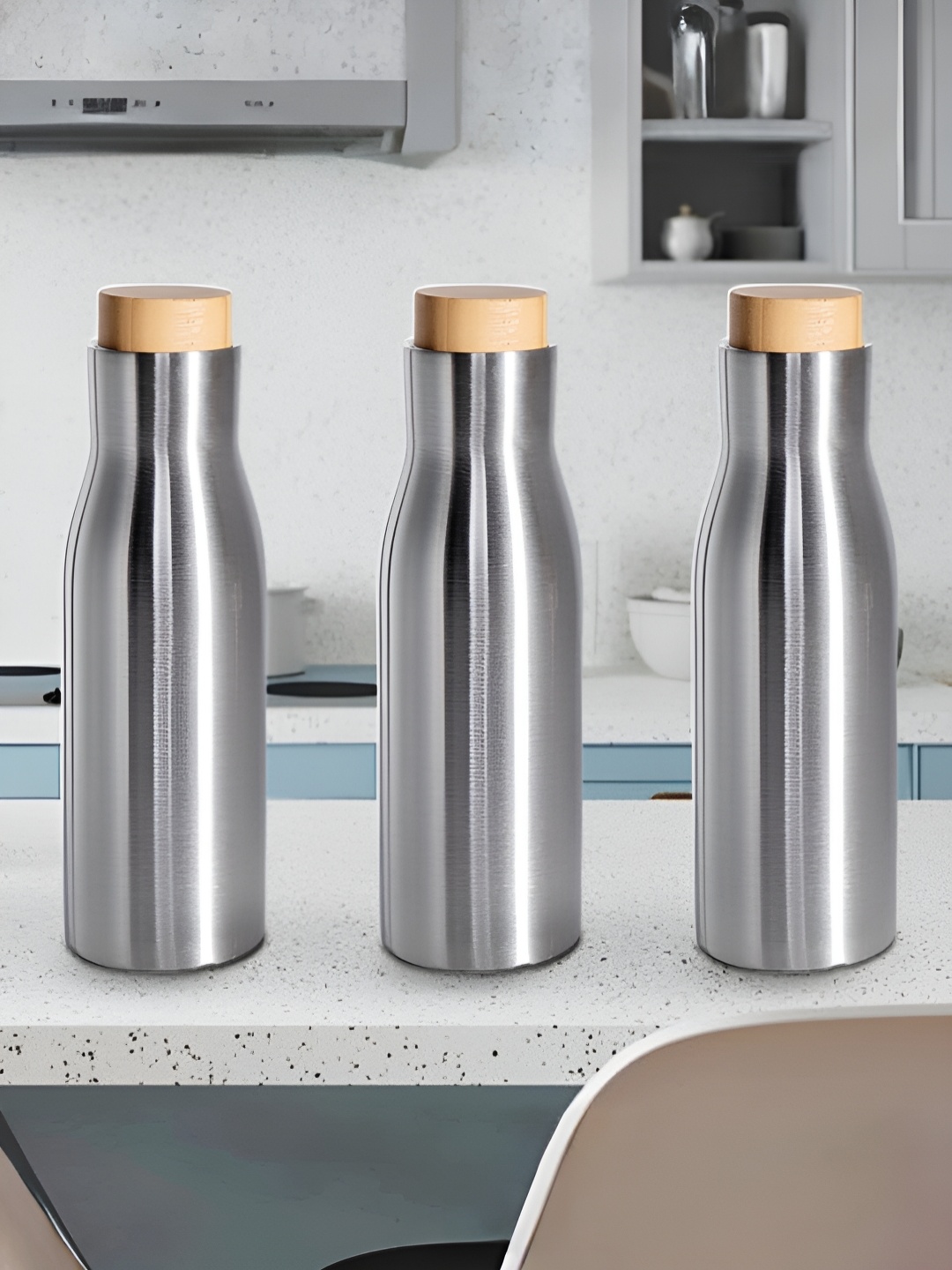 

The Better Home Silver-Toned 3 Pieces Stainless Steel Water Bottle