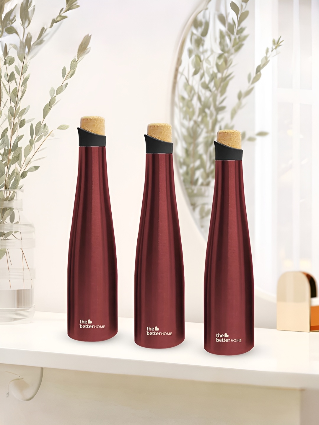 

The Better Home Maroon 3 Pieces Stainless Steel Water Bottle