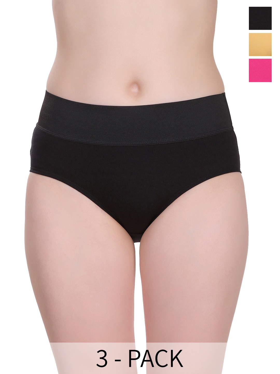 

SELFCARE Pack Of 3 Hipster Briefs, Black