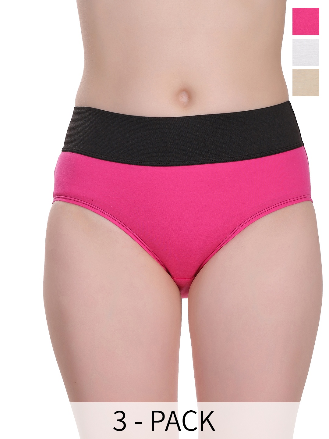 

SELFCARE Pack Of 3 Hipster Briefs, Pink