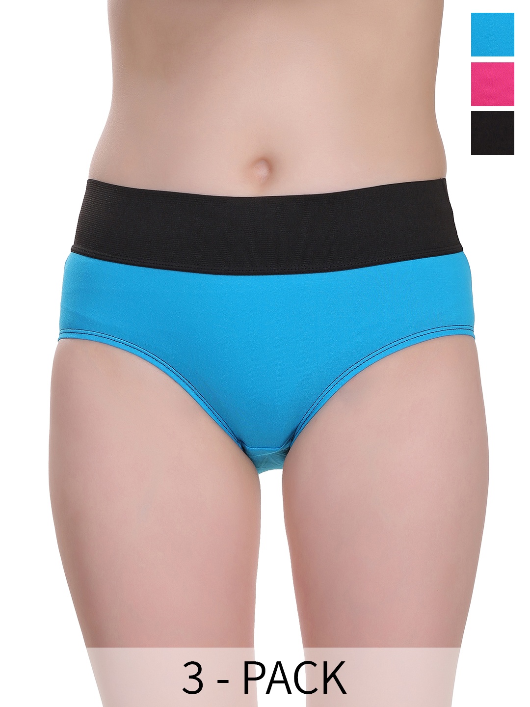 

SELFCARE Pack Of 3 Seamless Hipster Briefs, Blue