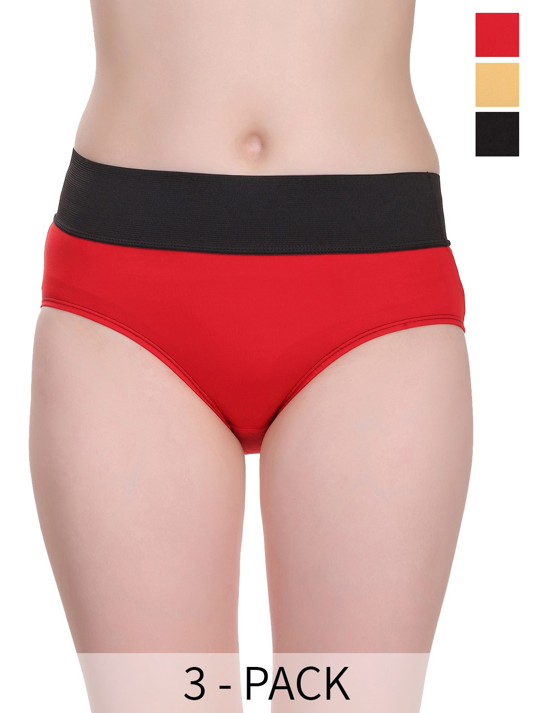 

SELFCARE Pack Of 3 Hipster Briefs, Red