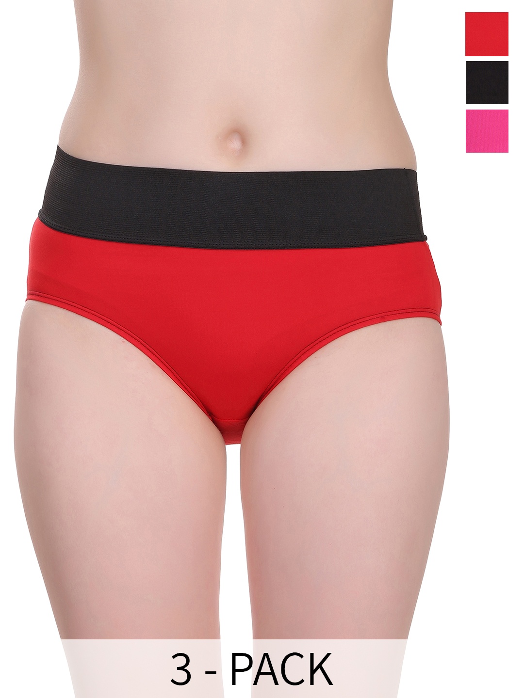 

SELFCARE Pack Of 3 Seamless Hipster Briefs, Red