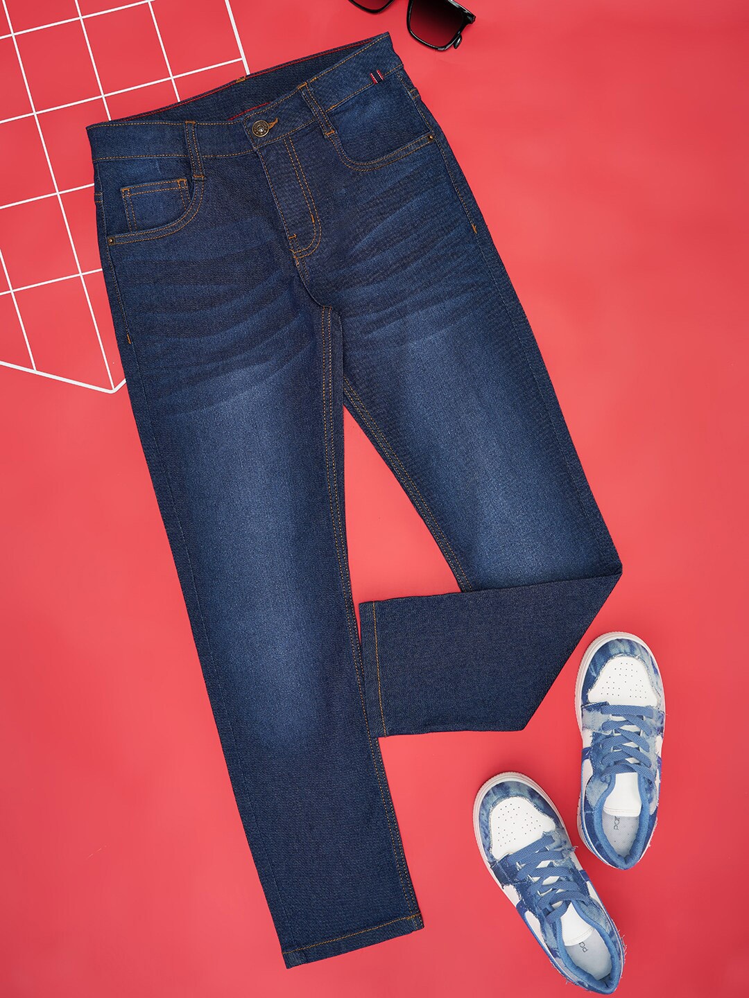 

Pantaloons Junior Boys Slim Fit Clean Look Light Fade Jeans, Navy blue