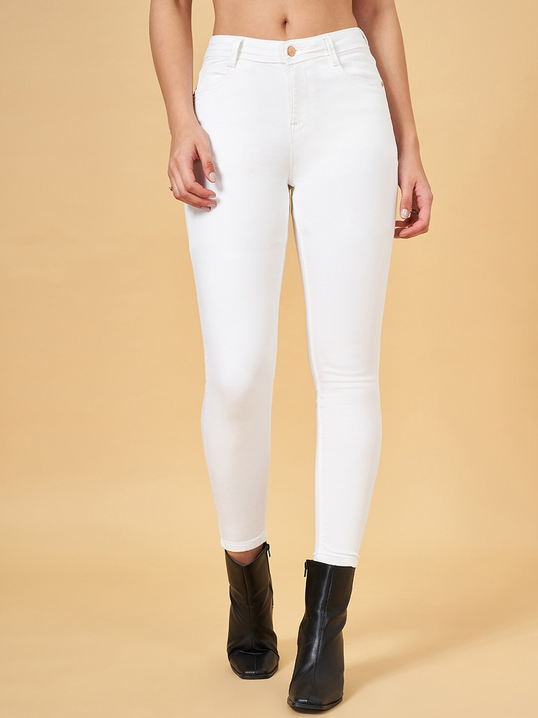 

SF JEANS by Pantaloons Women Skinny Fit High-Rise Clean Look Jeans, White