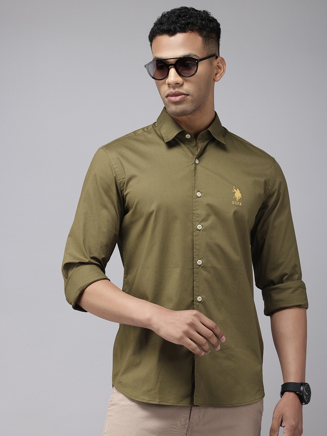 

U.S. Polo Assn. Denim Co. Slim Fit Opaque Casual Shirt, Olive