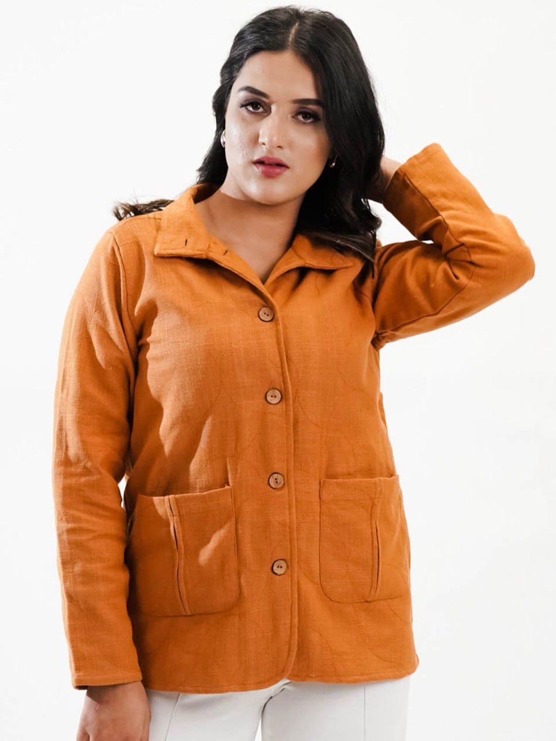 

NoLabels Classic Opaque Cotton Formal Shirt, Orange