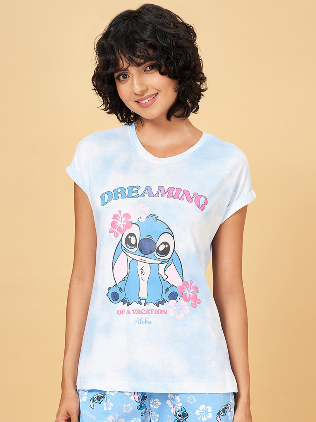 

Dreamz by Pantaloons Printed Pure Cotton Lounge T-shirt, Blue