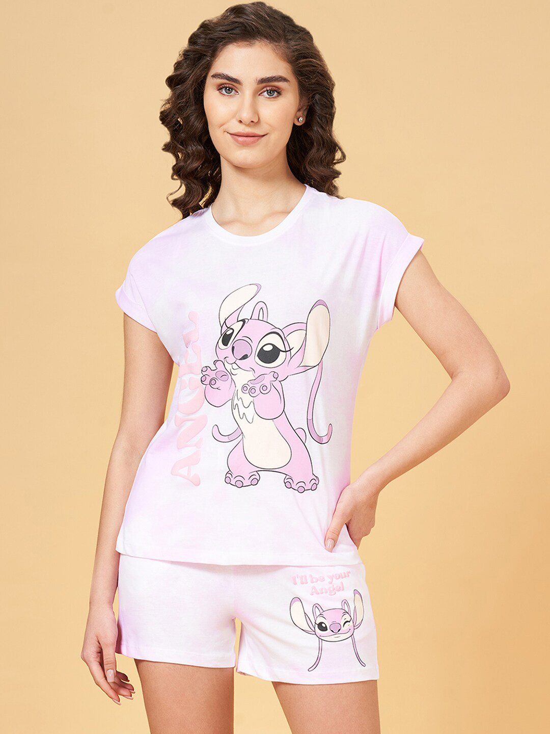 

Dreamz by Pantaloons Graphic Printed Pure Cotton Night suit, Lavender